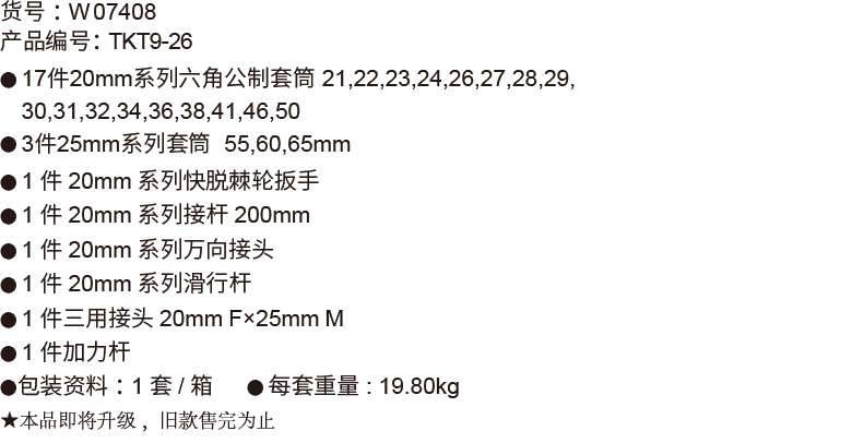 26件20mm+25mm系列公制套筒组套（电镀） (图1)